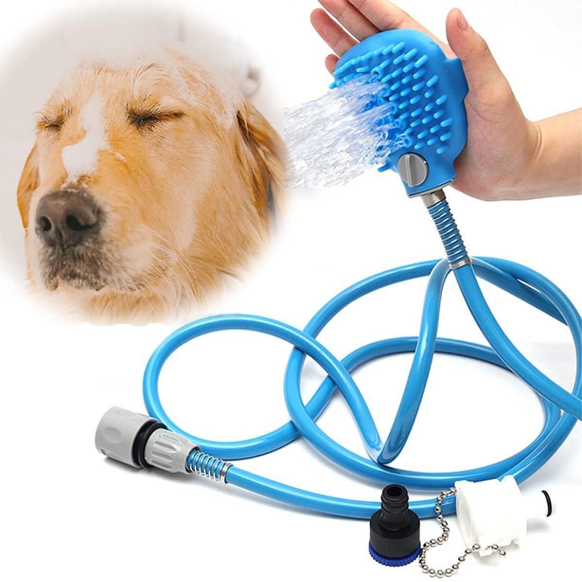 Pet Bathing Brush with Water Sprayer – Silicone Massage Scrubber for Dogs & Cats