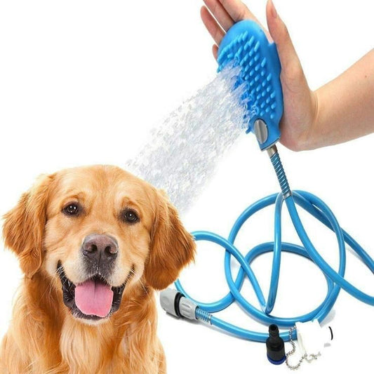 Pet Bathing Brush with Water Sprayer – Silicone Massage Scrubber for Dogs & Cats