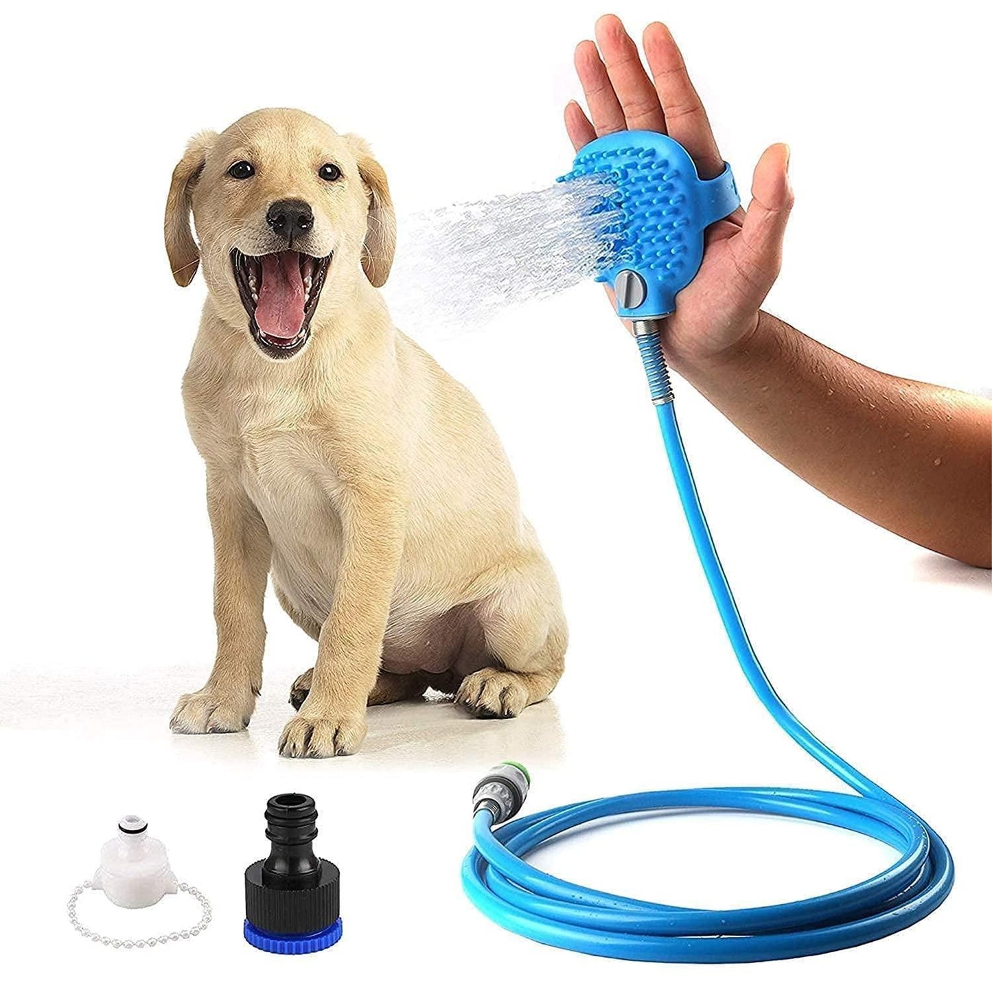 Pet Bathing Brush with Water Sprayer – Silicone Massage Scrubber for Dogs & Cats