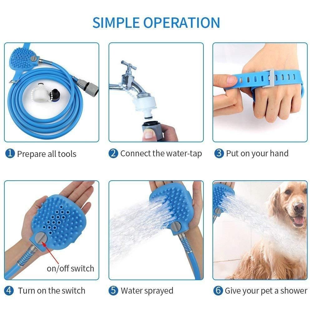Pet Bathing Brush with Water Sprayer – Silicone Massage Scrubber for Dogs & Cats