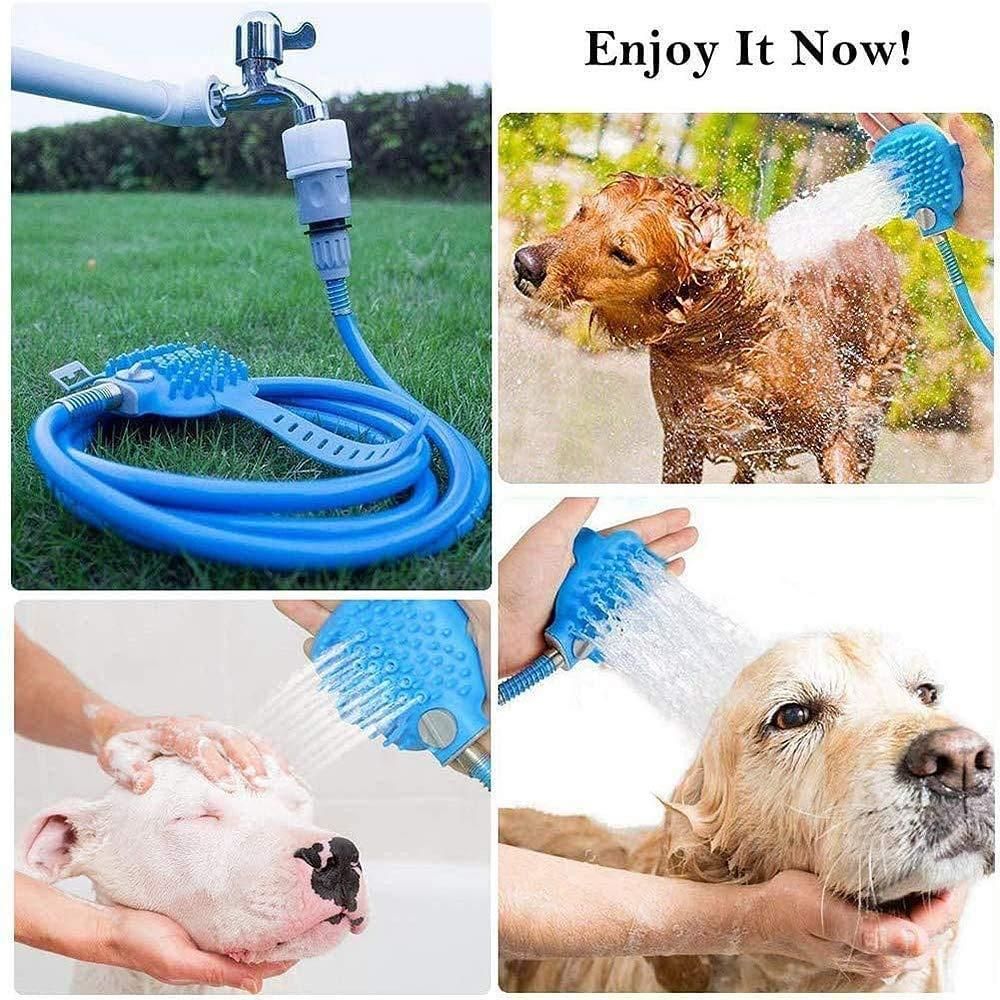 Pet Bathing Brush with Water Sprayer – Silicone Massage Scrubber for Dogs & Cats